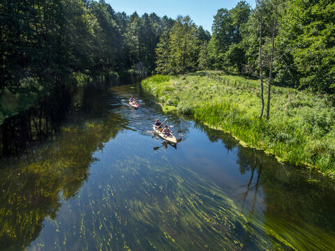 Kayakers during canoeing  excursion