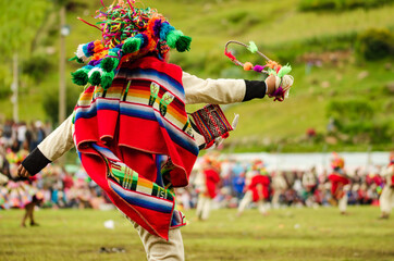 Tikapallana fest in Apurimac Peru where colorful handmade costumes are danced and displayed