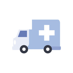 Cross inside ambulance flat style icon vector design