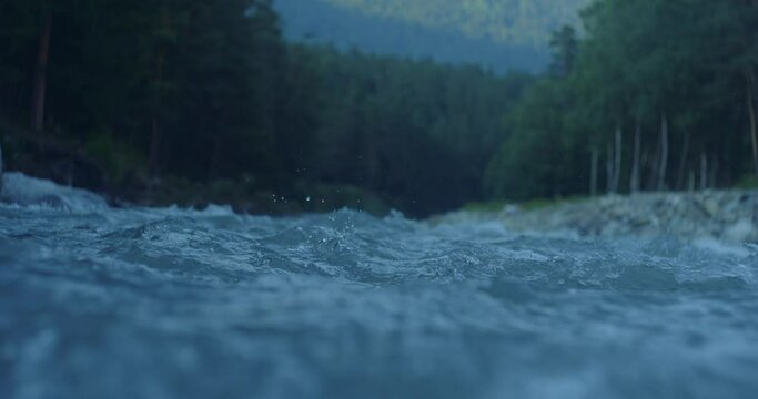  Water Highspeed Slow motion. Mountain river close up video. Slow Motion 240 FPS . Record video 10bit ProRes 422