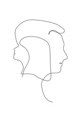 Side view of Couple - Father and daughter - Continuous one line drawing