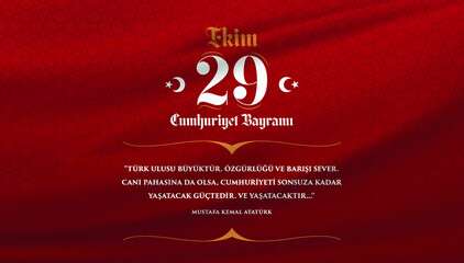 29 ekim Cumhuriyet Bayrami kutlu olsun, Republic Day Turkey. Translation: Creative design for 29 october Turkey Republic Day, happy holiday. Vector illustration - obrazy, fototapety, plakaty