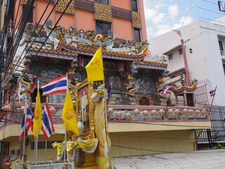 Historic Buildings and Thai Flag, Bangkok, Thailand