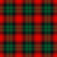 Christmas Red, Dark Green and Black Tartan Plaid Vector Seamless Pattern. Rustic Xmas Background. Traditional Scottish Woven Fabric. Lumberjack Shirt Flannel Textile. Pattern Tile Swatch Included.