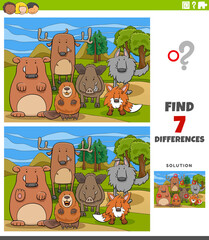 differences educational task for kids with wild animals