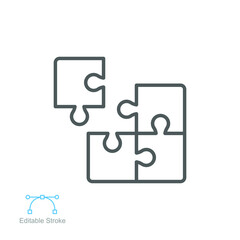 Puzzle solution jigsaw line icon. Editable stroke vector illustration eps10