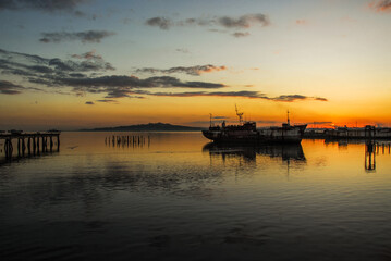 sunset at the Montevideo port