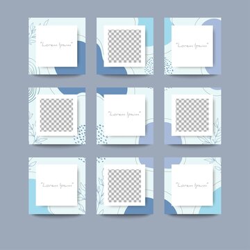 Social Media Post Template In Grid Puzzle Style