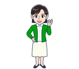 Beautiful woman in a green cardigan