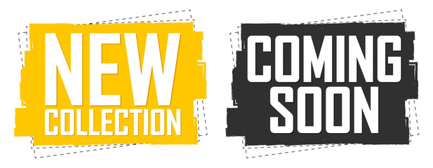 Coming Soon and New Collection banners design template, vector illustration