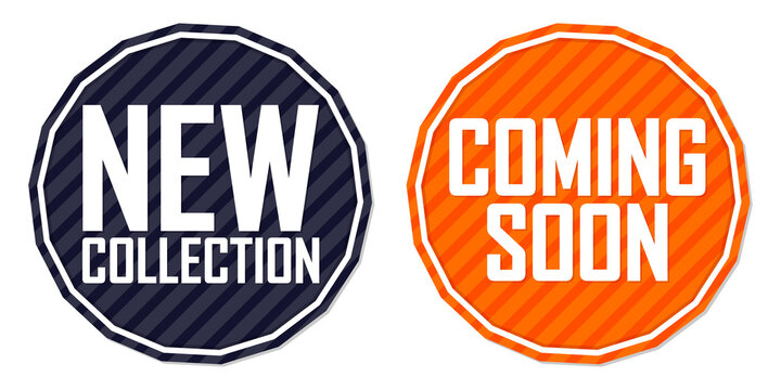 Coming Soon and New Collection banners design template, vector illustration