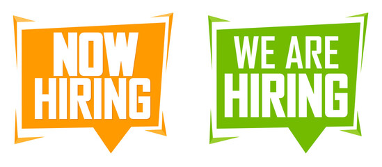 We are Hiring Now banners design template, join our team, vector illustration