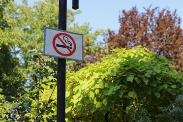 Sign in a public place informing that smoking is prohibited.