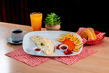 Huge healthy breakfast spread on a table