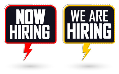 We are Hiring Now banners design template, join our team, vector illustration