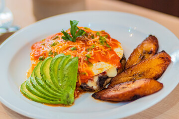 Huge healthy breakfast spread on a table
