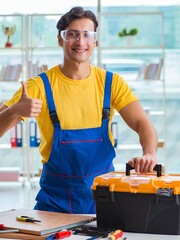 Furniture carpenter working in the workshop