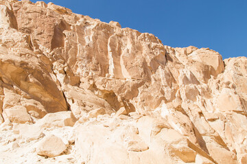 White canyon with yellow rocks. Egypt, desert, the Sinai Peninsula, Dahab.