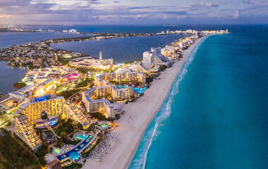 Cancunbeach during blue hour