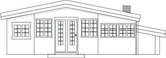Sketch of a Residential Home - Vector  - Drawing