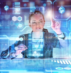 Woman analyst working with big data