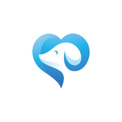 Dog Puppy Head and Heart Love Logo Icon