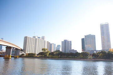 Fototapeta premium 芝浦から見た港南のマンション群