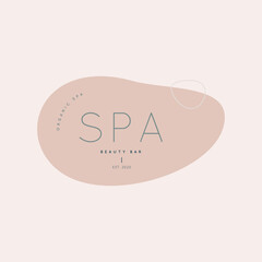Minimal Logo Design Templates in simple style. Vector Abstract Badge in pink colors For SPA, Creative Studio, Beauty Salon, Organic cosmetics