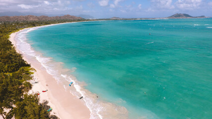 Aerial photography of Kailua bay, Oahu, Hawaii