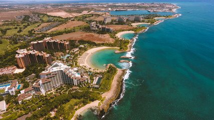 Aerial Ko Olina Resort, West Oahu coastline, Hawaii