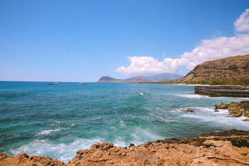 Waves hit the rocks, Kahe Point , West Oahu coastline, Hawaii