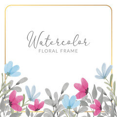 watercolor floral frame with wildflower illustration