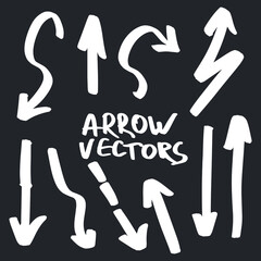Set of rough hand drawn, grunge, handmade elements arrows, waypoints EPS Vector