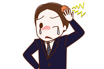 ぶつけてたんこぶが出来たスーツ姿の男性