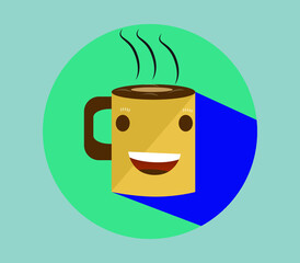 
coffee glass smile illustration flat design