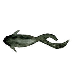 Watercolor oriental vintage fish elements. Japanese river fish. For design of cards, logo, packaging, fabrics, prints, posters.