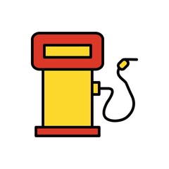 Gas Station Flat Icon Color Design Vector Template Illustration