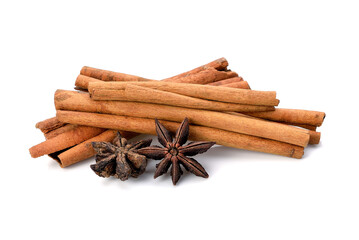 Cinnamon sticks isolated on white background.