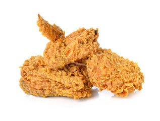 hot and crispy fried chicken isolated on a white background