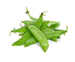 Fresh green peas isolated on white background