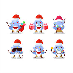 Santa Claus emoticons with blue christmas tree cartoon character