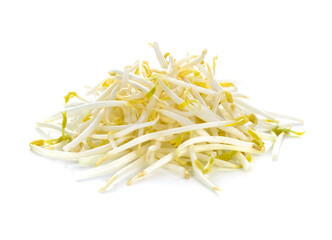 Pile of bean sprouts with white background