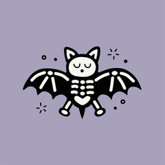Obraz premium bat bones vector illustration graphics, halloween day mascot flat design