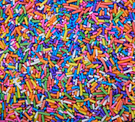 Fototapeta na wymiar Colorful sugar sprinkle decoration for cake and bakery.