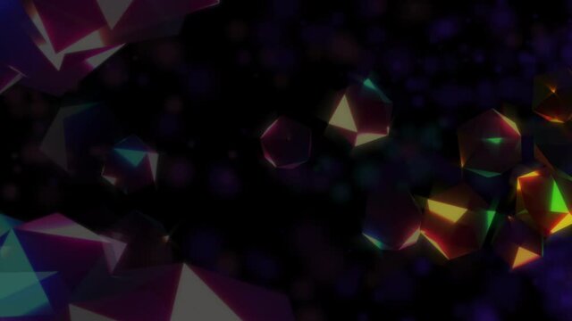 4K looped neon icosphere background.