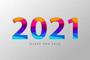Happy New Year 2021. Black paper numbers with sequins Happy New year banner with 2021 numbers dark vector holiday glowing illustration.