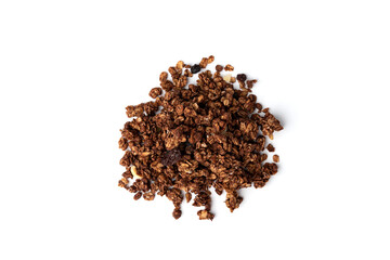 Granola isolated on white background.