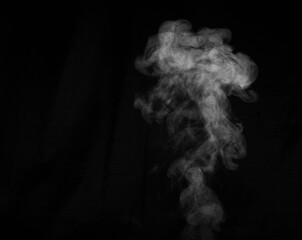 White smoke on black background. Abstract background, design element, for overlay on pictures