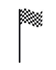 Chequered flag icon. Checkered black and white sign. Check pattern poleflag illustration. Motor sport race finish symbol. Victory championship logo. Isolated on white background.