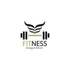 fitness logo creative illustration barbell bodybuilding company template vector design